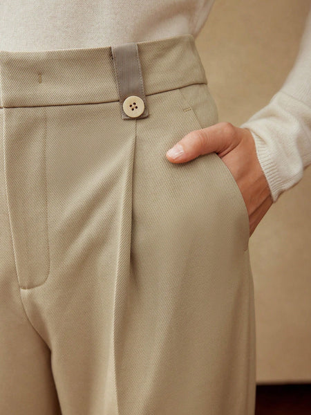 TAPERED WOOL-BLEND SUIT PANTS