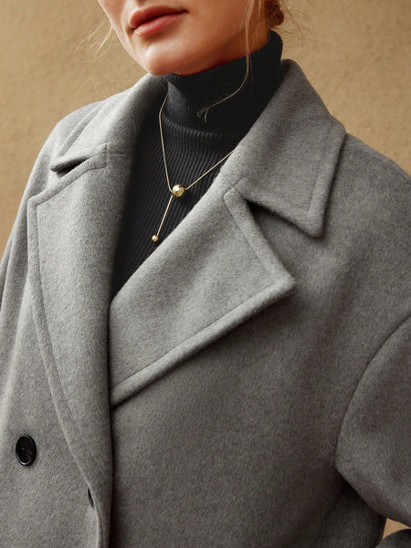 DOUBLE-BREASTED WOOL-BLEND PEA COAT