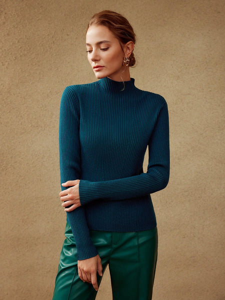100% PURE RIBBED WOOL SWEATER