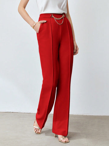 CHAIN EMBELLISHED SUIT PANTS
