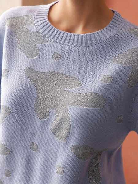 WOOL-BLEND ABSTRACT KNIT SWEATER