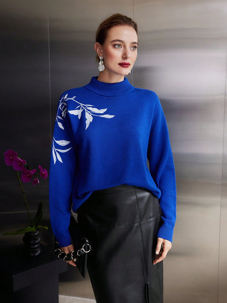 CASHMERE WOOL-BLEND EMBROIDERY SWEATER