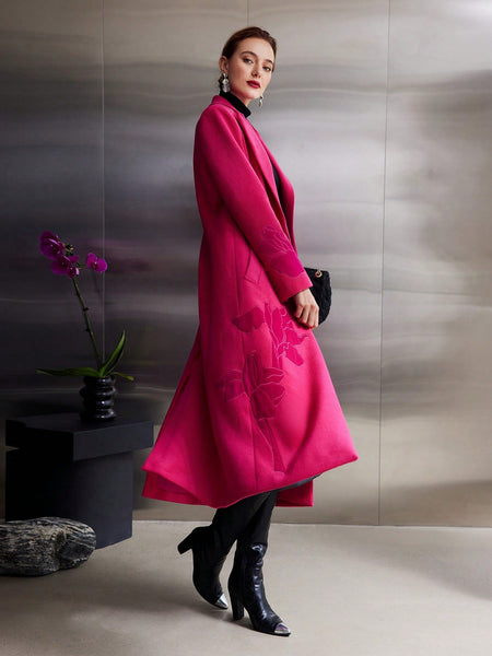 WOOL-BLEND EMBROIDERED COAT