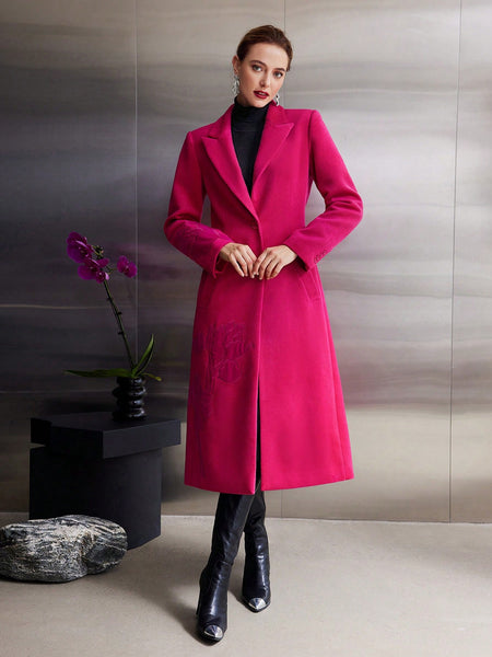WOOL-BLEND EMBROIDERED COAT