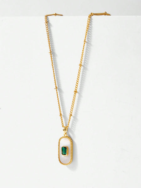18K GOLD PLATED CUBIC ZIRCONIA PENDANT NECKLACE