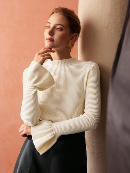 WOOL MIXED FLARE SLEEVE SWEATER