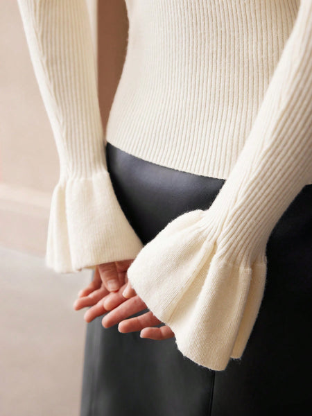 WOOL MIXED FLARE SLEEVE SWEATER