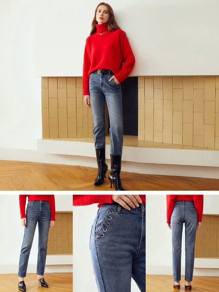 STRAIGHT LACE-UP POCKET JEANS