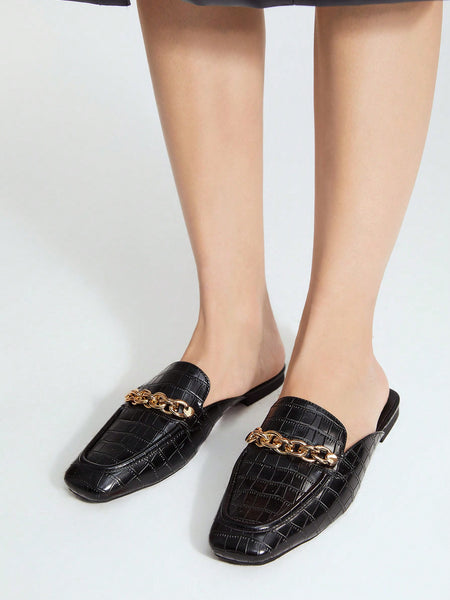 CHAIN SLIP-ON LOAFER MULES
