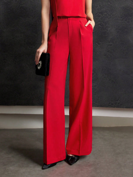 POLYESTER SEAM FRONT SUIT PANTS