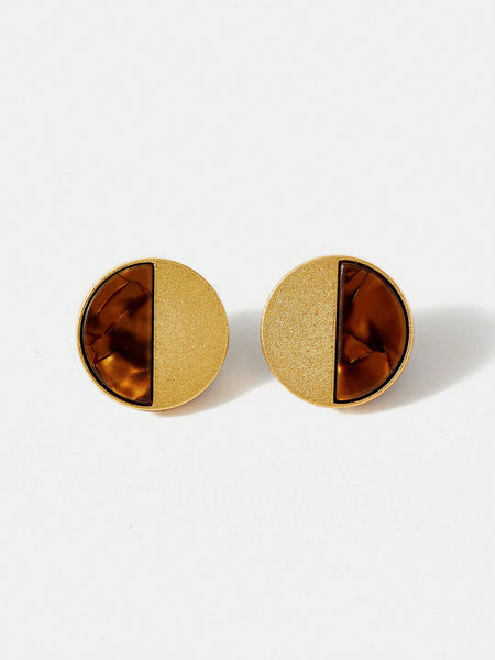 ROUND TEXTURED STONE EARRINGS