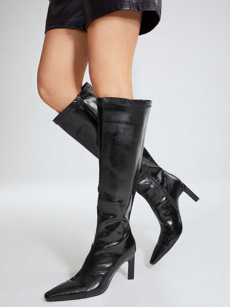 WOMEN'S CLASSIC HIGH-HEELED BOOTS WITH CHUNKY HEEL, PERFECT FOR SUMMER OUTFITS