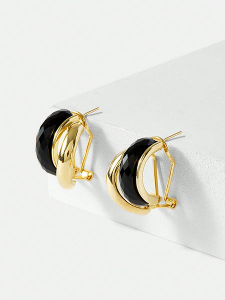 1PAIR FASHION COPPER ALLOY LAYERED HOOP EARRINGS FOR WOMEN FOR DAILY LIFE