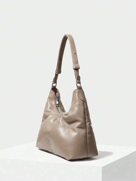 PUFFY FAUX LEATHER SHOULDER BAG