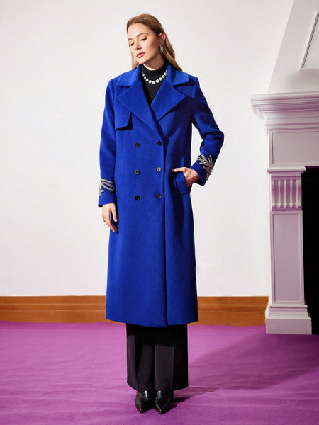 LAPEL NECK DOUBLE BREASTED WOOL OVERCOAT