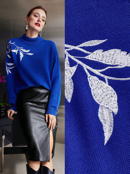 CASHMERE WOOL-BLEND EMBROIDERY SWEATER