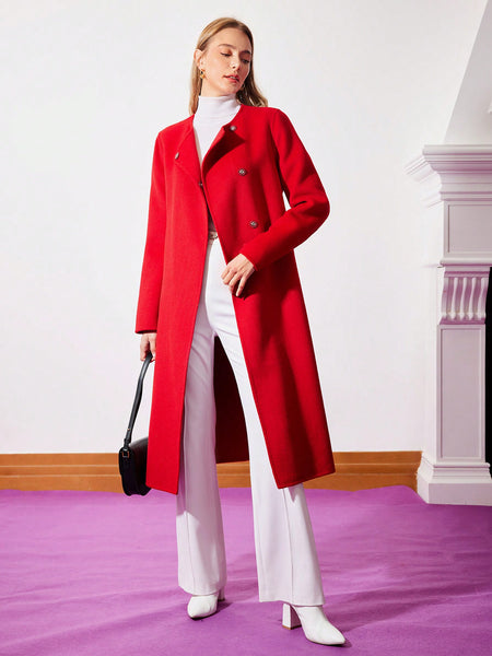 SOLID BELTED WOOL OVERCOAT