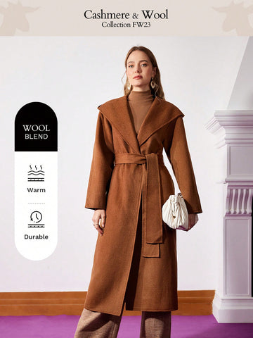 WOOL-MIX BELTED OVERCOAT